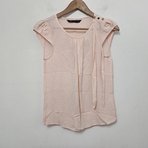 ZARA Women's Pink Round Neck Sleeveless Sheer Transparent Blouse Top Size S - Picture 1 of 7
